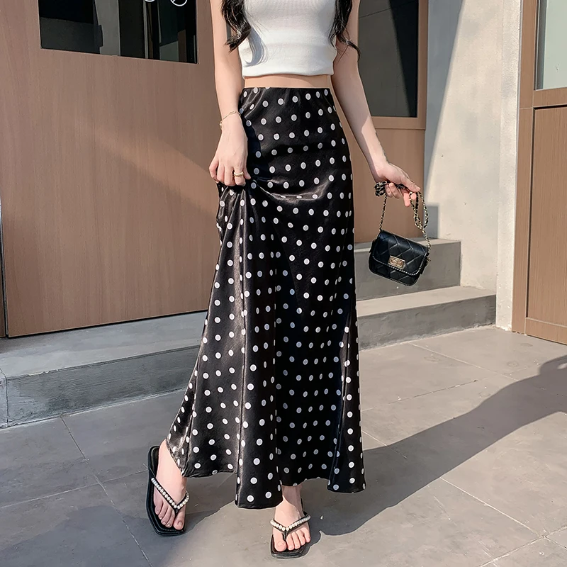 Women Summer Vintage Lace Korean Office Ladies Midi Skirt Sexy Trumpet High Waist OL Black Skirts
