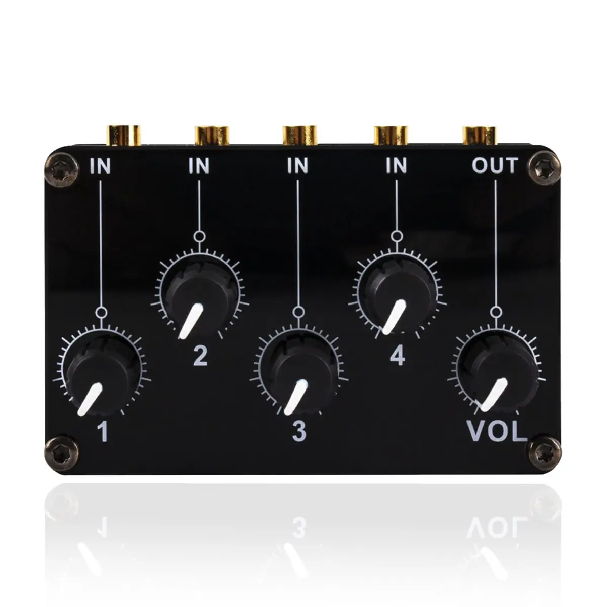 A10R 믹서 스테레오 4-in-1-Out AUX 패시브 믹서 3.5mm 라인 레벨 컨트롤 4채널 스테레오 라인 믹서 휴대용 패시브 믹서