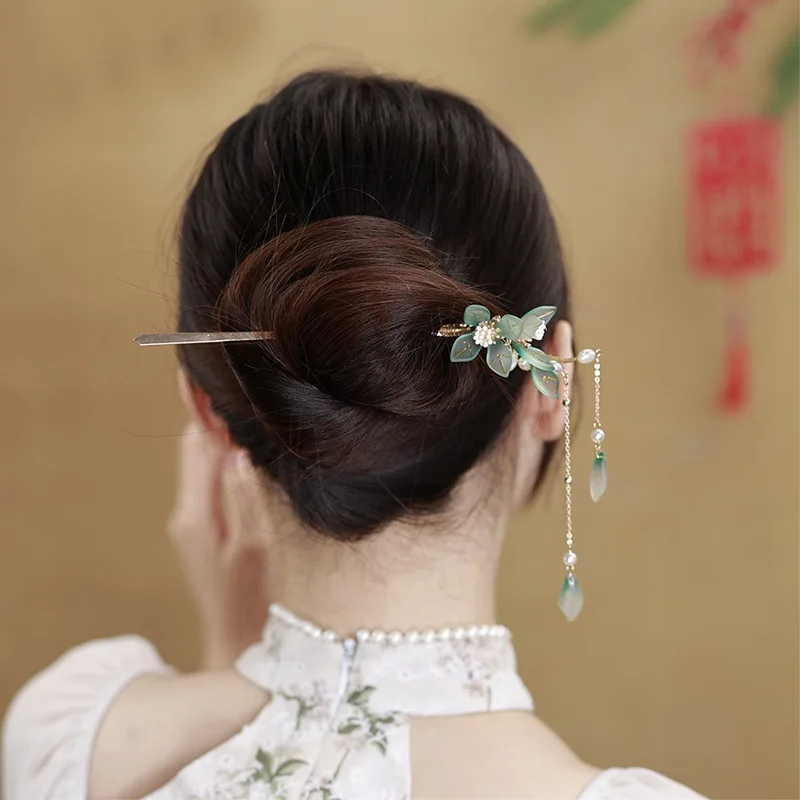

Costume headdress, hairpin, children's antique tassels, daily vintage cheongsam pan hair, Han clothing hair accessories