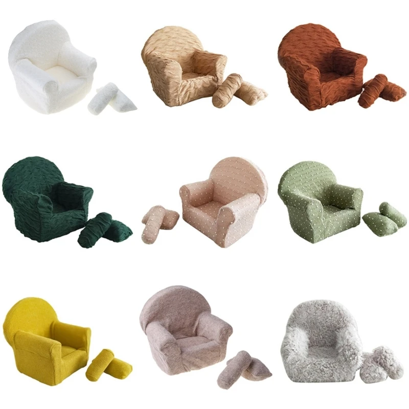 

3 Pcs Newborn Photography Props Baby Posing Sofa Pillow Set Infant Photo Chair New Dropship