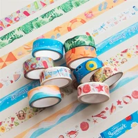 10Pcs Summer Washi Tapes Scrapbooking Supplies Masking Tape Seasons Washi Tape Set Kawaii Stationery Decorative Adhesive Tape 2