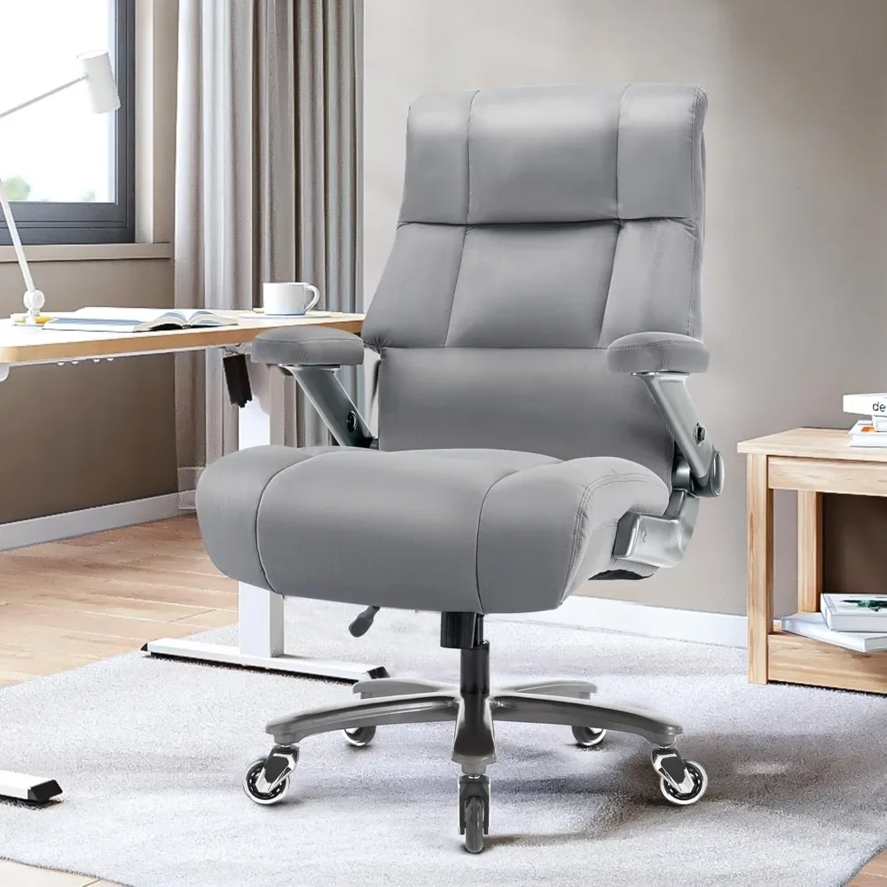 "sturdy fabric executive office chair with adjustable lumbar support and 3d flip-up arms for up to 700lbs capacity"