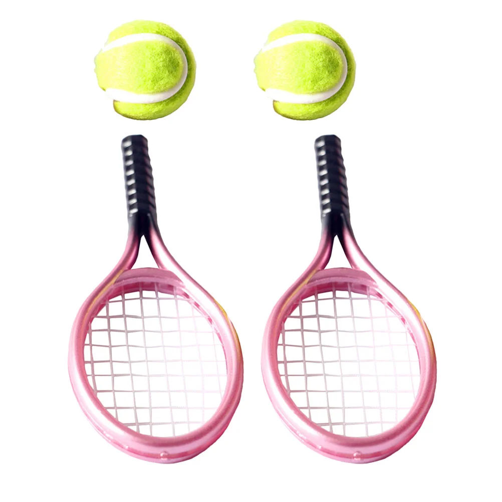 

2 Sets Tennis Racket Mini House Decoration Childrens Toys DIY Supply Plastic Photo Prop