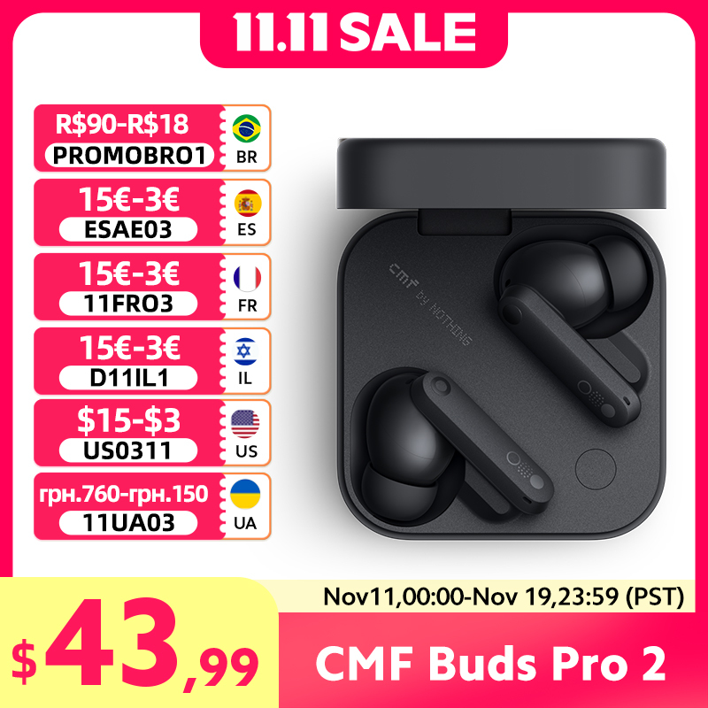  Global Verison Nothing CMF Buds Pro 2 50 dB ANC Up to 11 hrs of non-stop music HiFi sound powered by dual drivers ﻿ 6 HD mics 