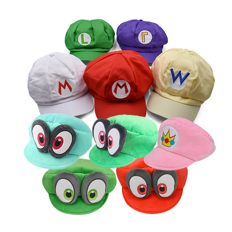 New Mario Luigi Plush Hat Cappy Mushroom Cap Cute Pink Sunscreen Cap Soft Warm Headgear Cosplay Performance Party Festival Gift alice pink mushroom