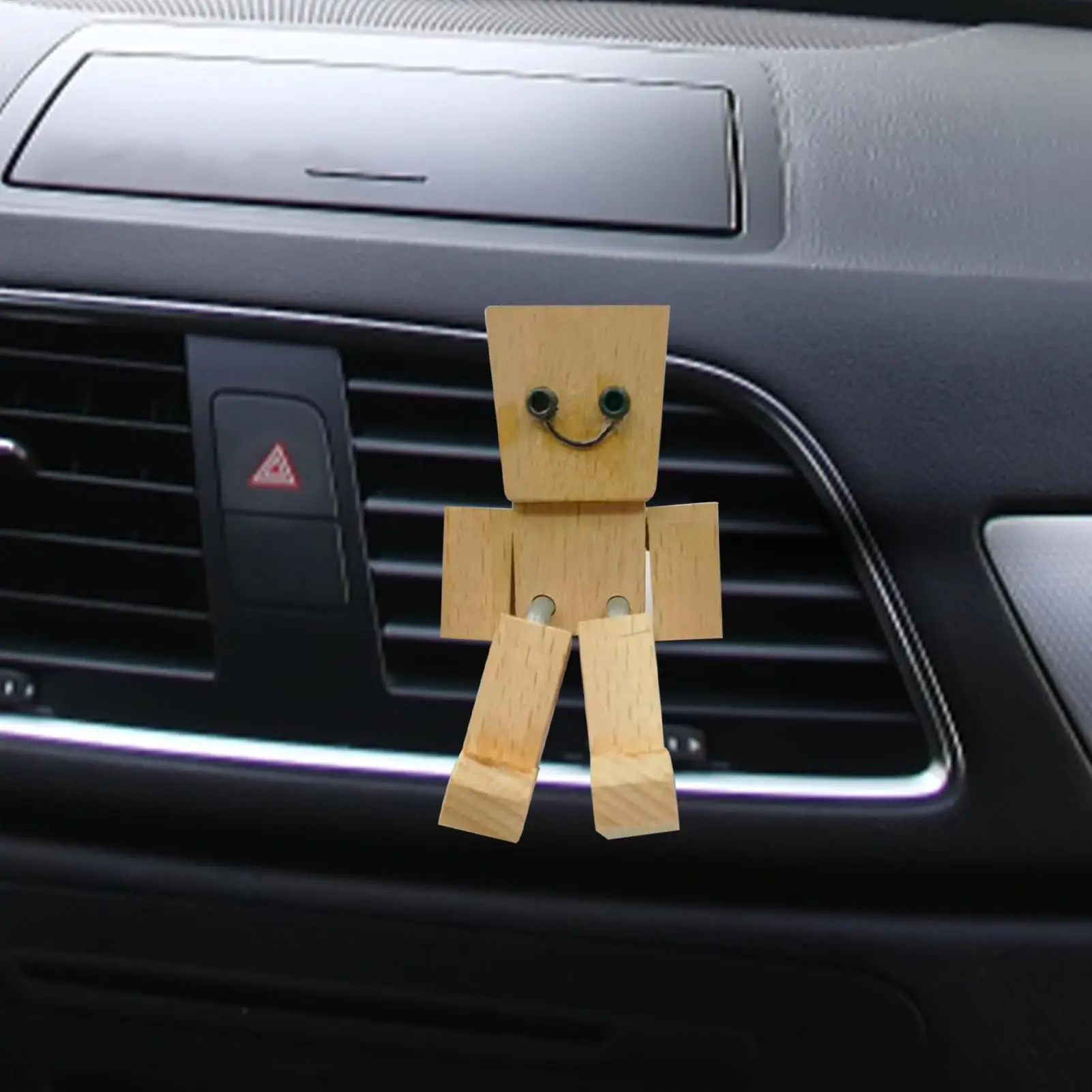 1PC Shaking Wooden Man Figurine With Strong Magnetic Base Cute Car Interior Wood Ornaments Funny Wood Desktop Decor