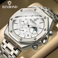 BINBOND qualité hommes montre de luxe haute homme Quartz montre-bracelet étanche lumineux Date en acier inoxydable montres pour hommes horloge décontractée 2