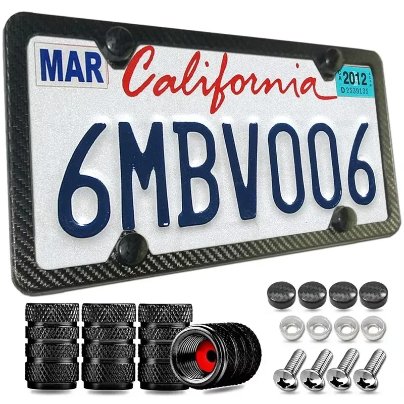 Stainless Steel Carbon Fiber License Plate Frame for US Vehicles