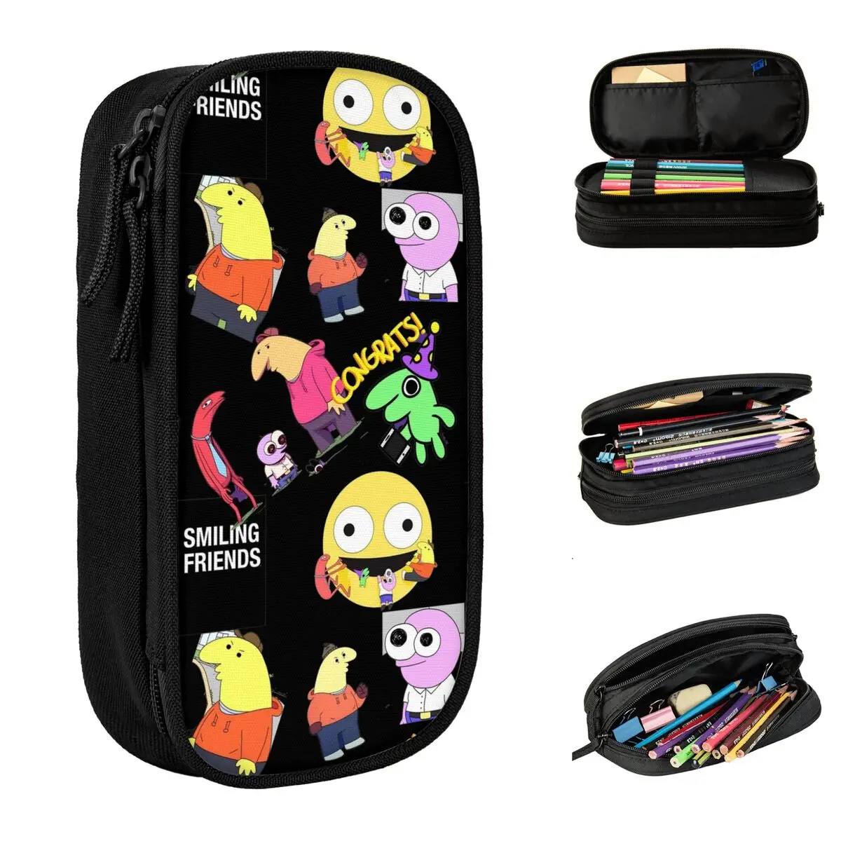 

Smiling Friends Cartoon Pattern Pencil Cases Cute Pen Box Bags Kids Big Capacity School Supplies Cosmetic Pencilcases