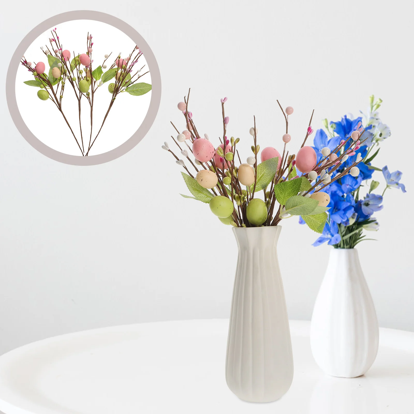 

Easter Egg Twig Branches Vase Arrangement Artificial Egg Branches Easter Egg Simulation Berry Cuttings Indoor Home Decor