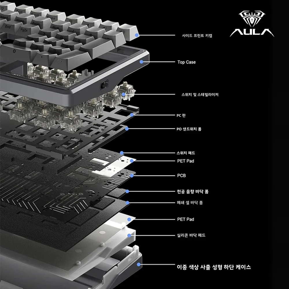 AULA F108 Pro V2 e스포츠 게이밍 기계식 키보드 트리플 모드 100% 레이아웃 키캡 RGB 백라이트 핫스왑 PC 컴퓨터 게이머용