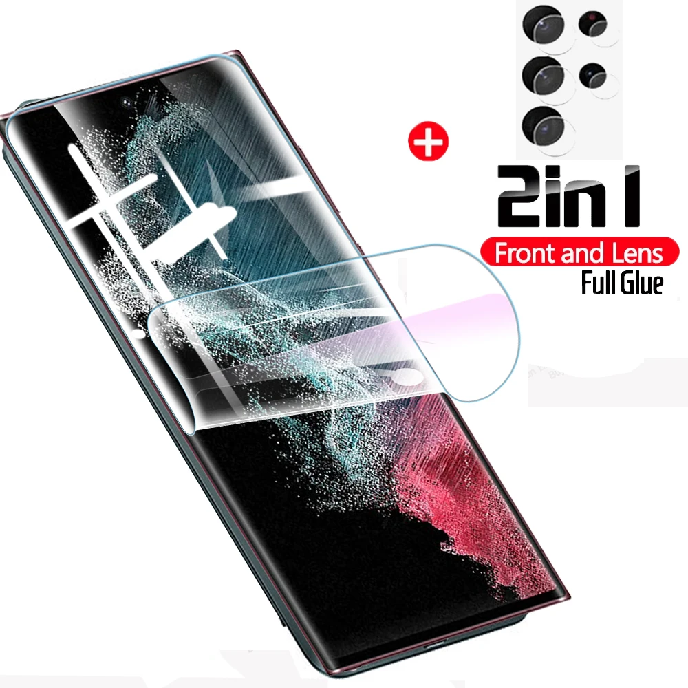 Pellicola Protettiva 2 In 1 Hydrogel Per Samsung Galaxy S22 Ultra 5G Pellicola Protettiva Per Samsung S22 + S22 Ultra Plus 5G Pellicola Protettiva