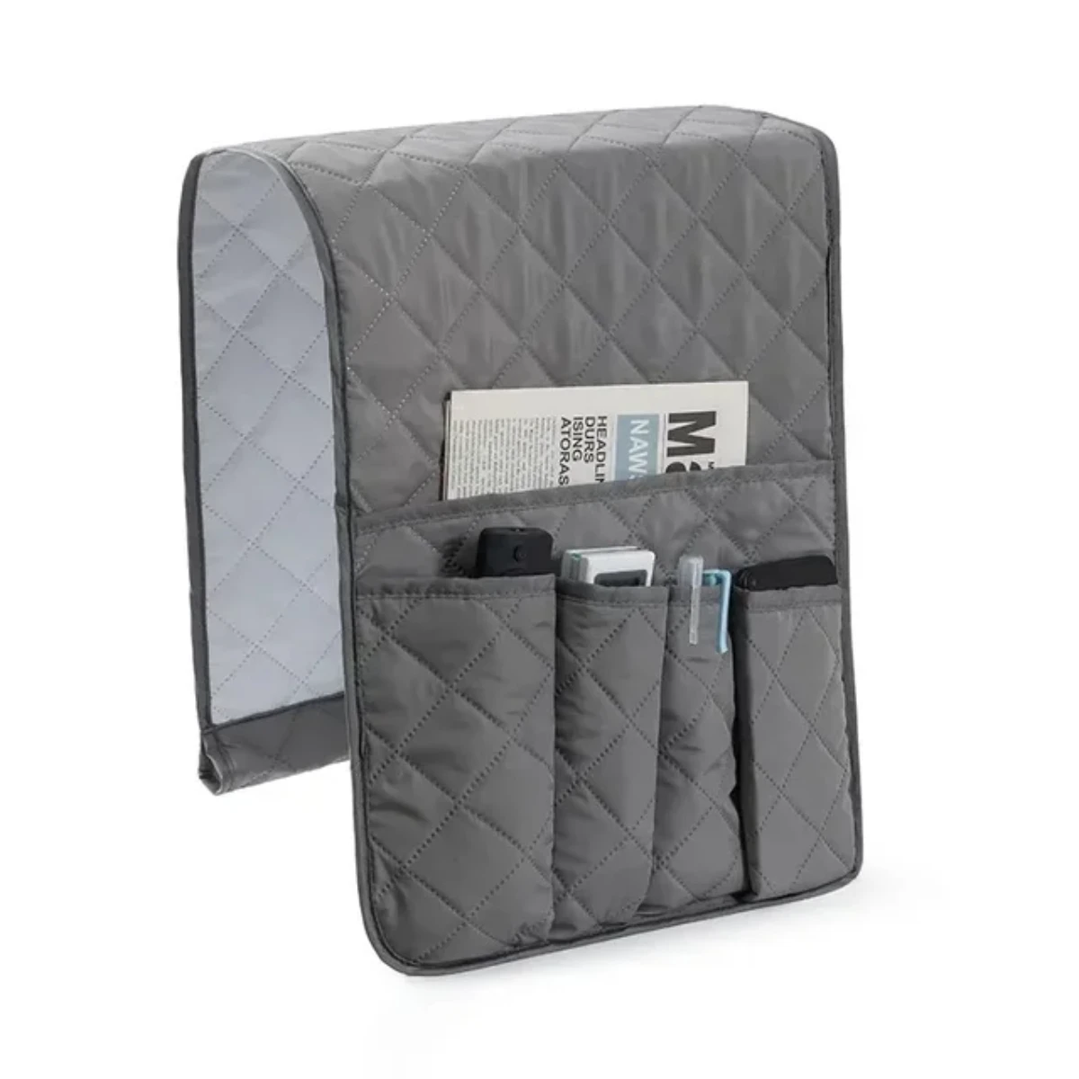 Sofa Armrest Organizer with 5 Pockets and Cup Holder Tray Couch Armchair Hanging Bag TV Remote Control Cellphone