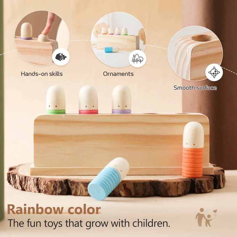 Baby Toys  Wooden Little Man Toy  Color Recognition Toy  Wooden Little Jumping Toy  Hand And Foot Coordination Toy Baby Gifts 5