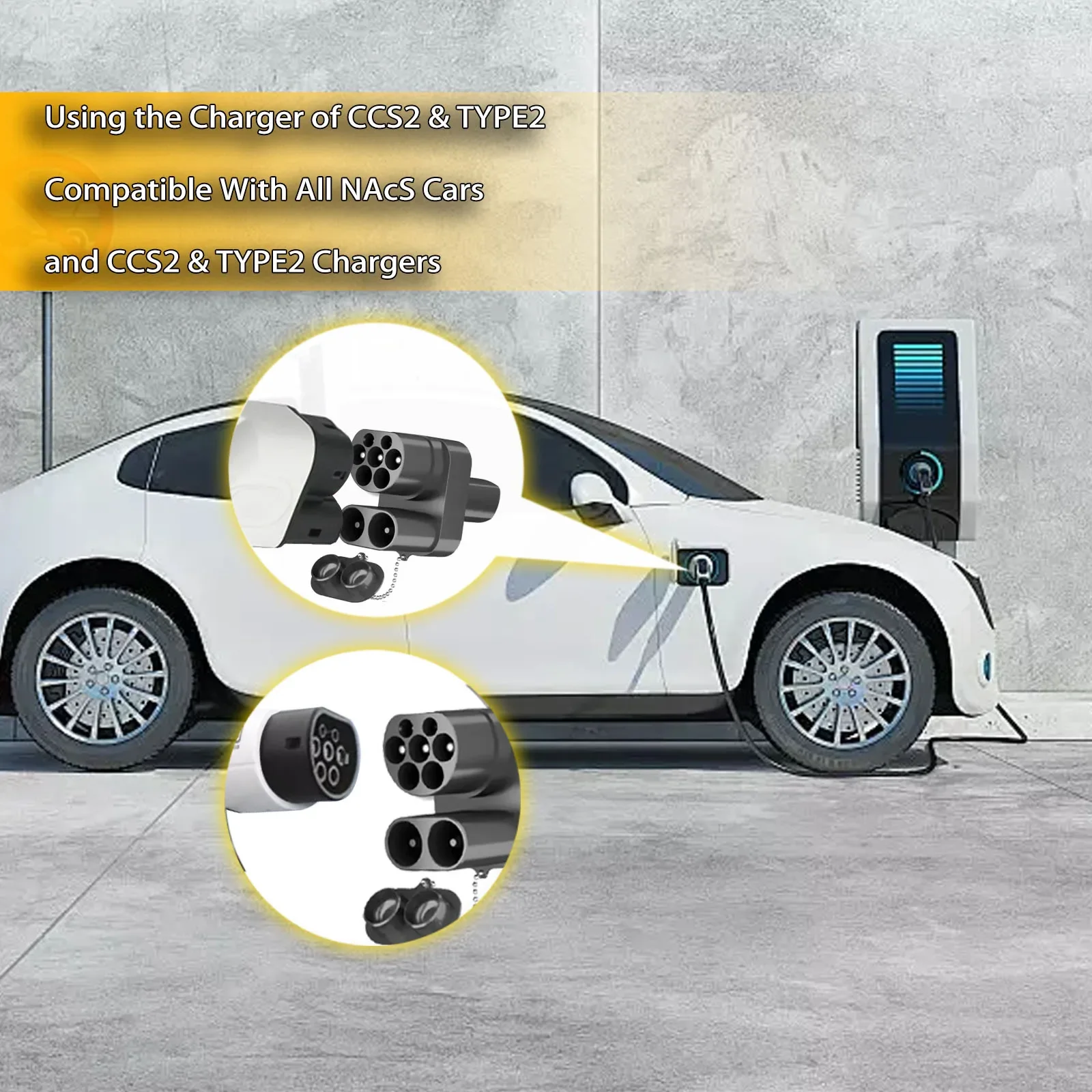 CCS2 to Tesla AC DC EV Charger Adapter Compatible with Tesla Cars CCS2 Combo DC Fast Charging Adapter