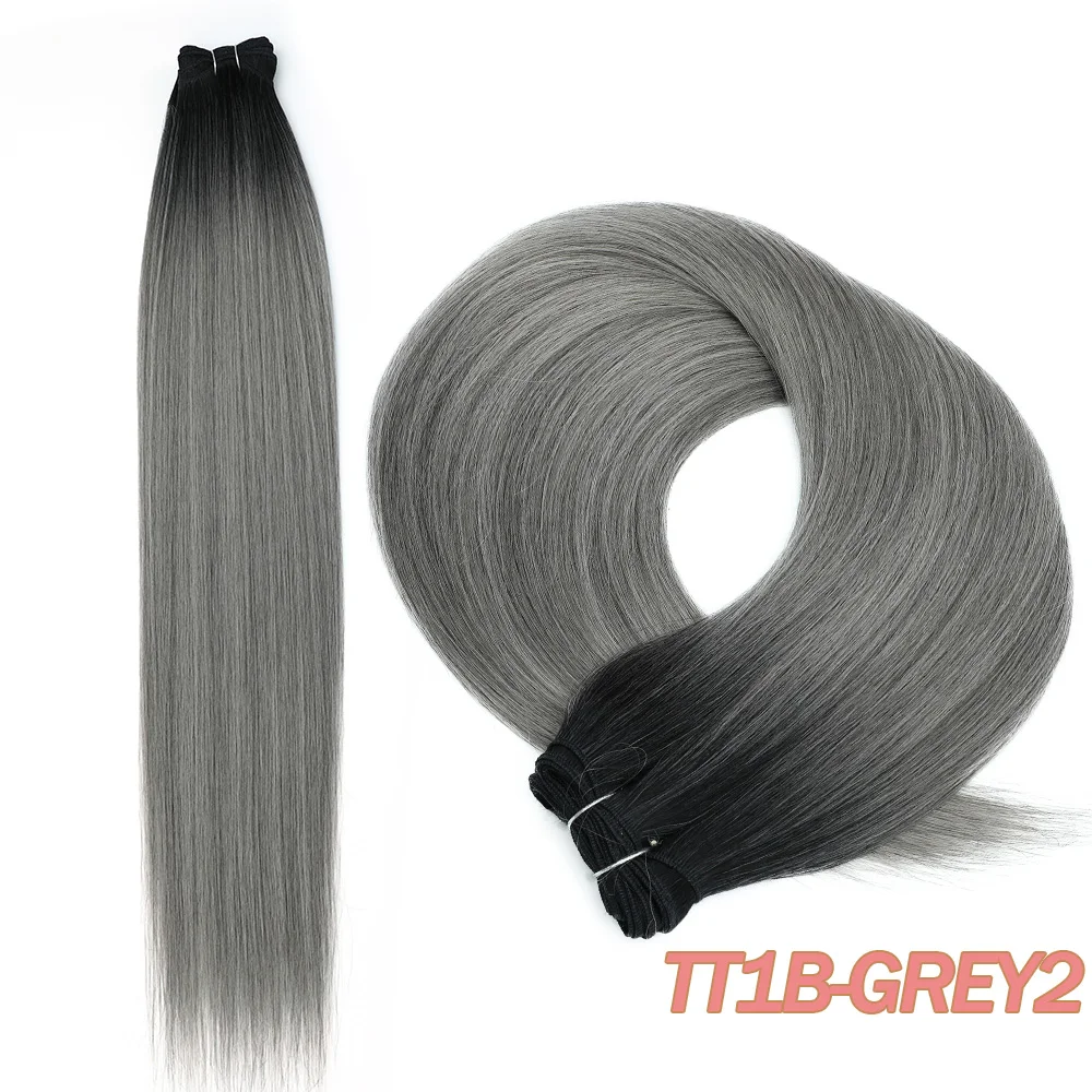 Premium 32-Inch Bone Straight Dark Brown Synthetic Hair Bundles - Heat Resistant, Soft Hair Weaving