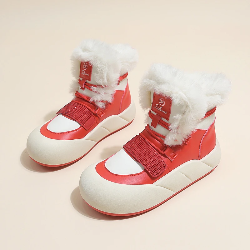 

Round head Snow boots 2023 Winter New Women's Thick bottom Plush thickening Cotton boots female