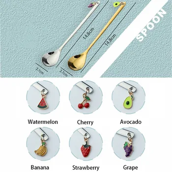 ملعقة دلاية فاكهة ذهبية ، أواني طعام فضة ، ملعقة شاي ، ملعقة قهوة من الفولاذ المقاوم للصدأ ، جديدة 6