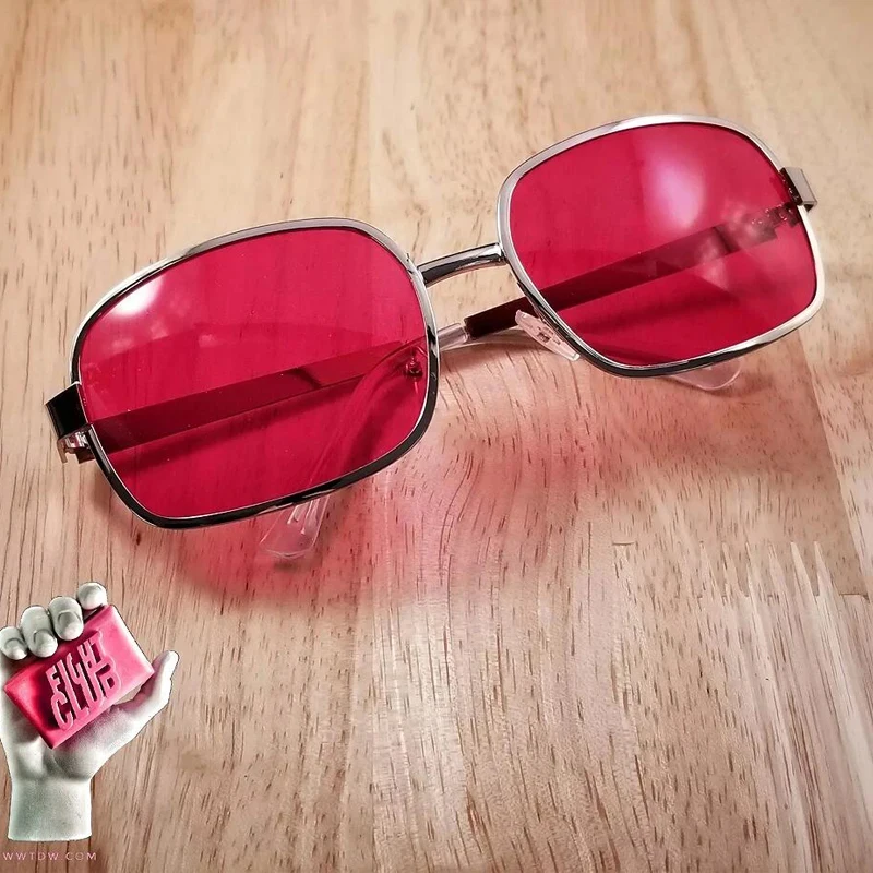 Sunglasses with RED lens, Project Mayhem Fight Club Tyler Durden Brad Pitt men, with box
