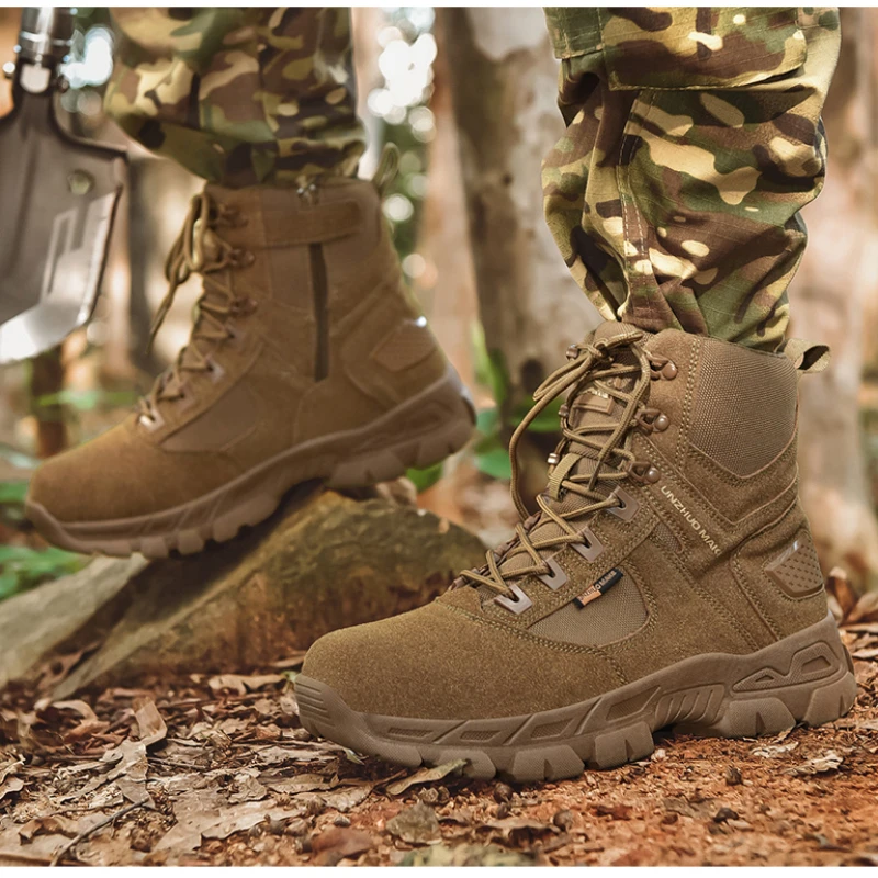

Men Military Tactical Military Leather Boots Special Force Tactical Desert Combat Waterproof Men Boots Outdoor Shoes Ankle Boots