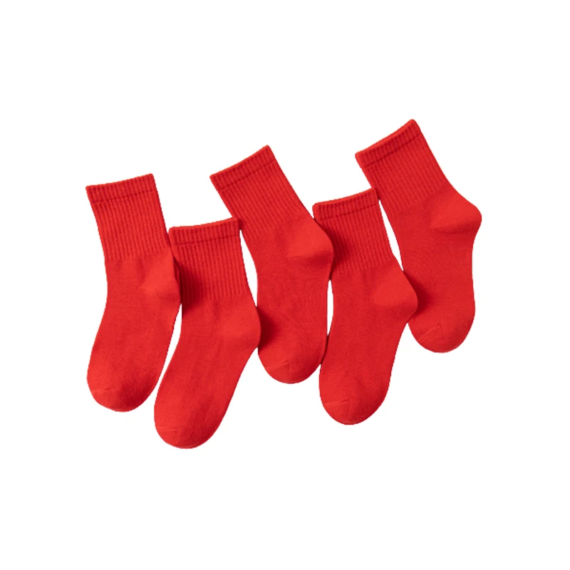 3pairs/lot New Childrens Socks Red Color Cotton Girls Boys Socks 3-12years