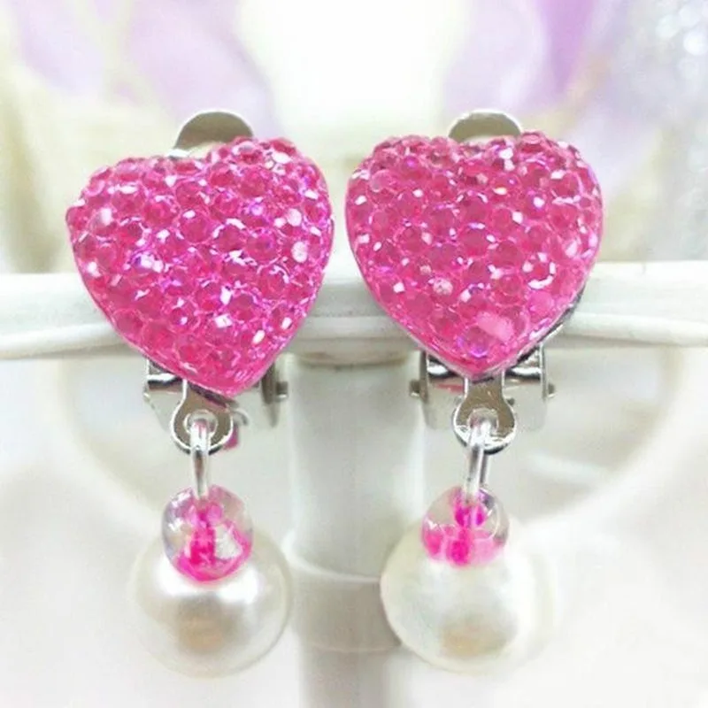Diamond Twinkle Earrings Jewelry Fancy Children's Ear Clip Earrings Princess No Pierced Female Fake Earrings Love Flashing - 5