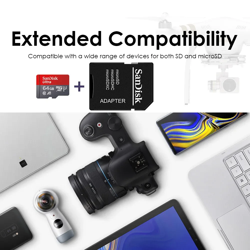SanDisk Uitra 마이크로 SD 카드, 휴대폰용 메모리 카드, 32GB, 64GB, 128GB, 256GB, 512GB, 1 T, MicroSD C10, A1, TF 플래시 카드
