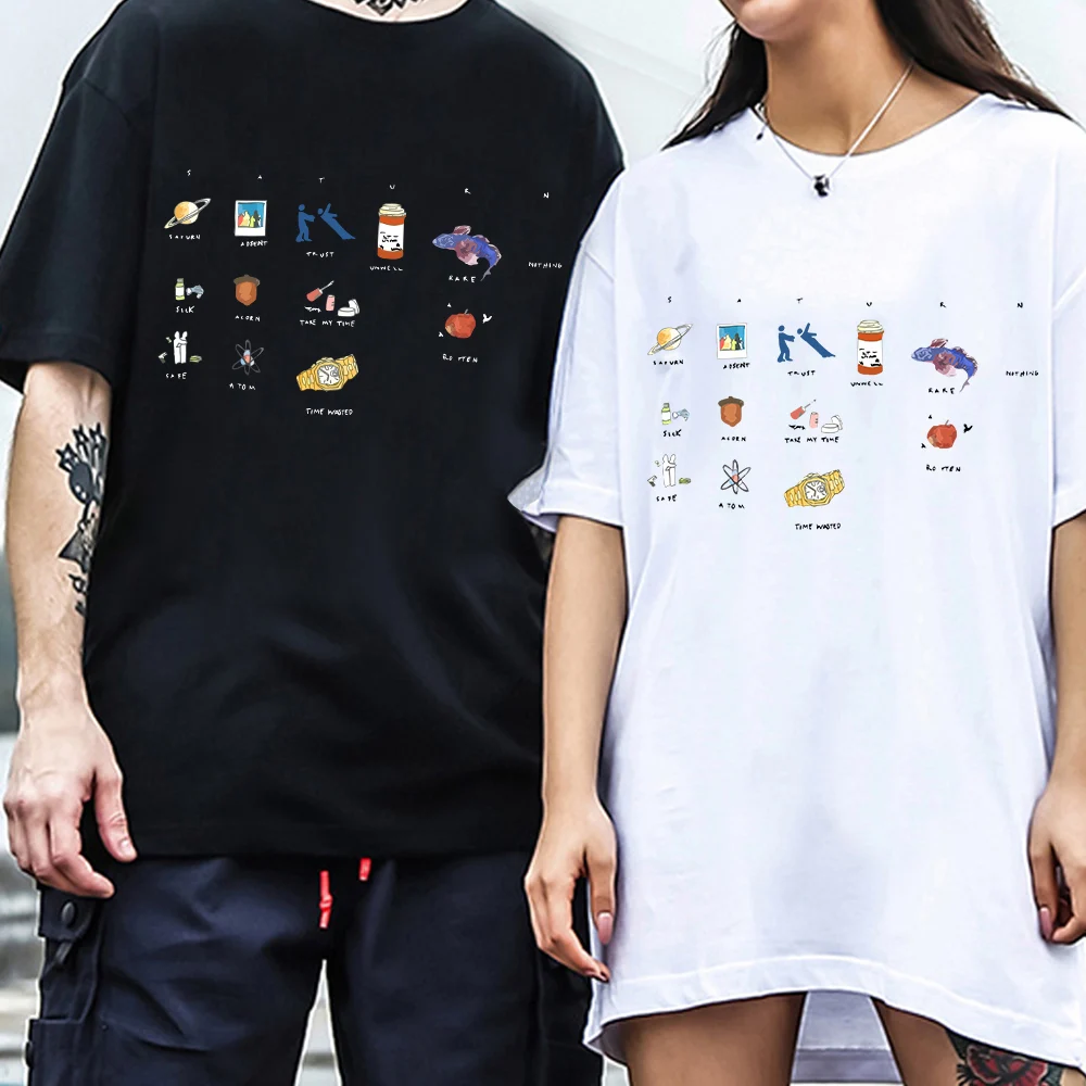 

2024 Sza Saturn T-Shirts Unisex Harajuku O-Neck Short Sleeve Shirts Fans Gift