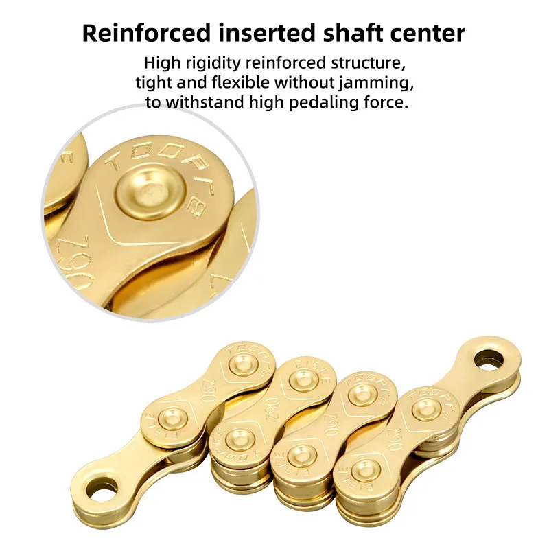 TOOPRE MTB Bicycle Chain 1/ 6/7/8 /9 /10 /11 /12 Speed Mountain Road Bike Gold Chain Electroplated And Rust-proof Variable