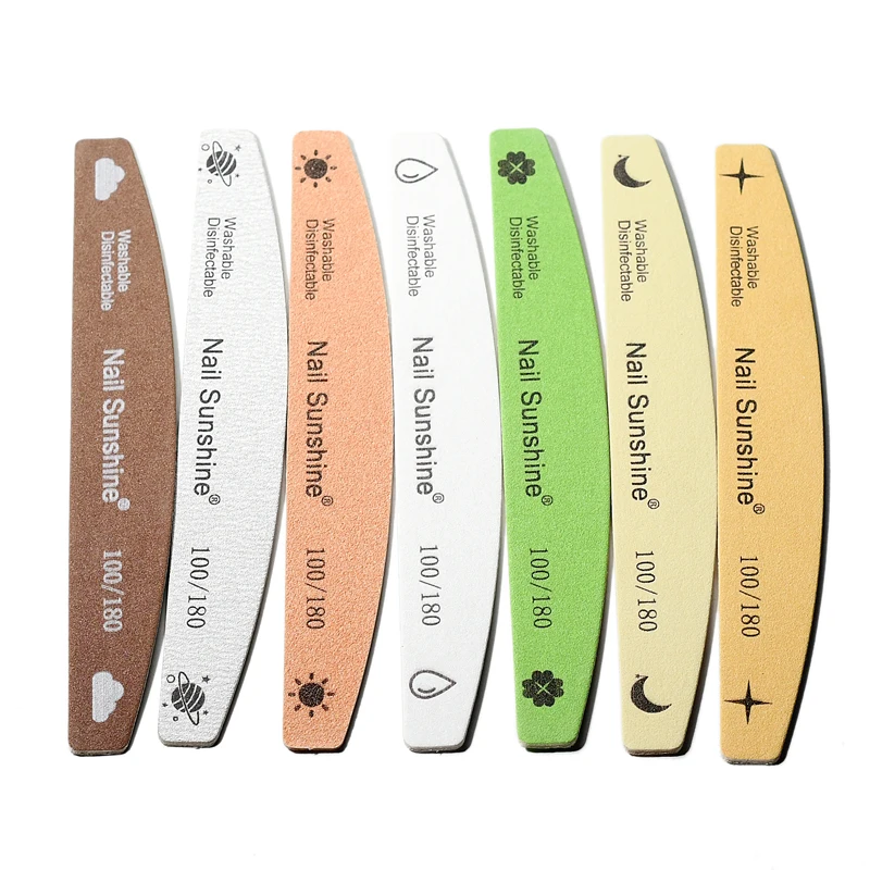 100 Pcs Macaron Nail File Set (100/180 Grit) - Professional Wooden Files