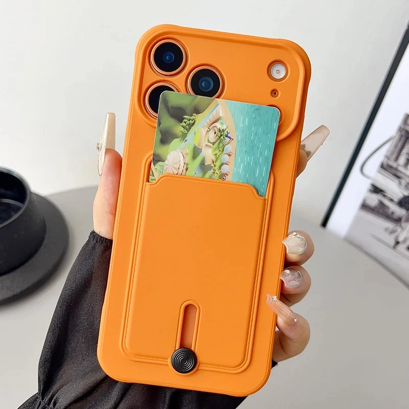 Slim Silicone Card Holder Shockproof Phone Case with Fine Hole Design