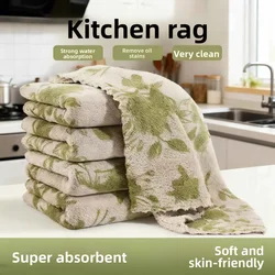 Ultra Absorbent Microfiber Cleaning Cloths - Fast Drying, Lint - Free, Reusable & Washable with Edge - Trim - 5pcs (Green)