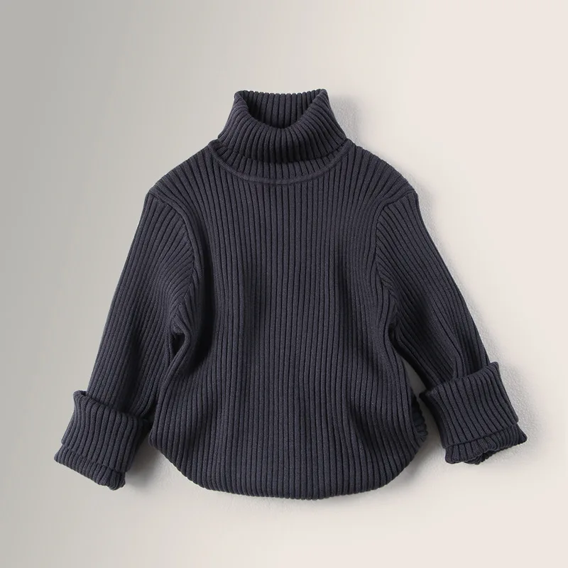

Sweaters Spring Korean Forest Style Boys Girls High Collar Knitting Pullover Cotton Printing Winter Childrens Clothing