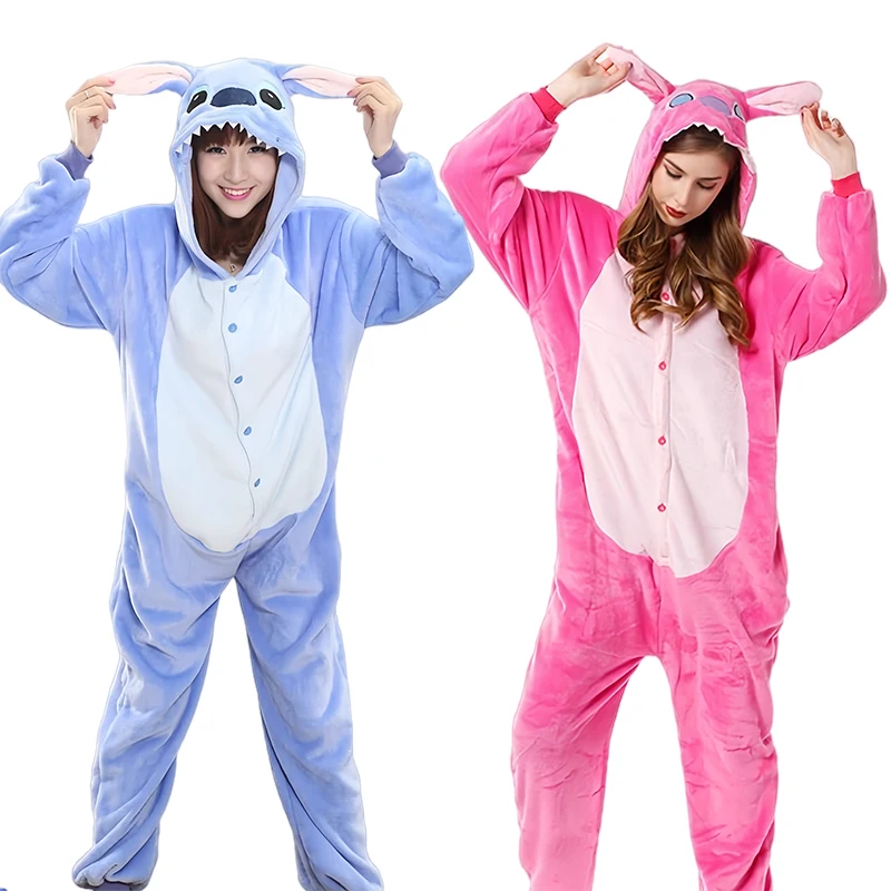 Stitch Costumes Women Stitch Cosplay Jumpsuit For Adults Cute Hooded Pajamas Onesie Halloween Costumes Women Men adult pajamas