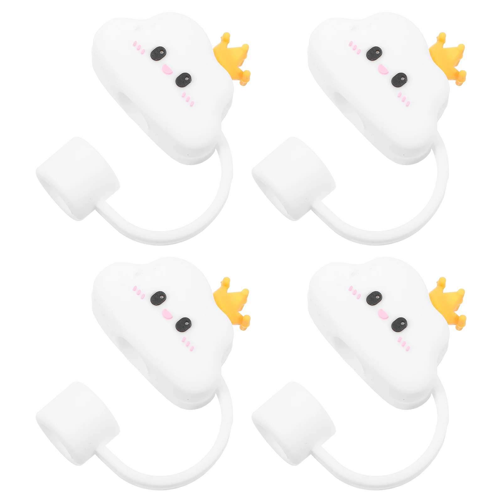 4Pcs Crown Cloud Straw Cap Silicone Tips Hat Lid Toppers Cute Straw Cover For Tumbler Cup Accessories Reusable Food Grade