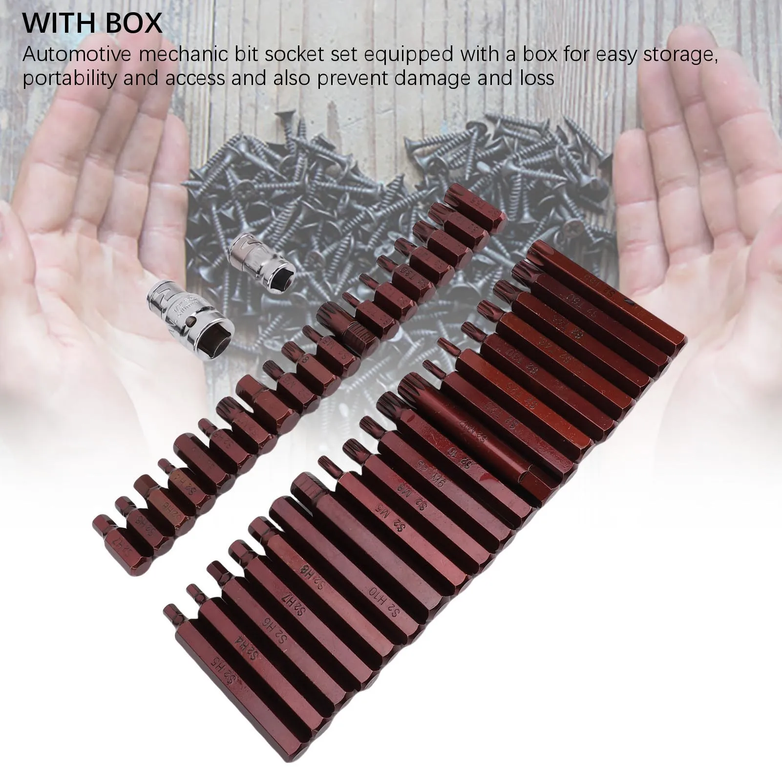 Automotive  Bit Socket Set Bit Socket Set Star Hex 3/8in Cr V  Alloy Steel High Torsion for Automotive