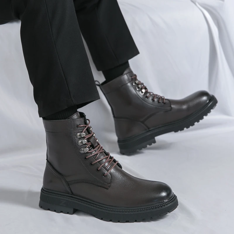 Leather Boots For Man Genuine Leather Big Size Boots High Quality Designer Formal Casual Fashion Business