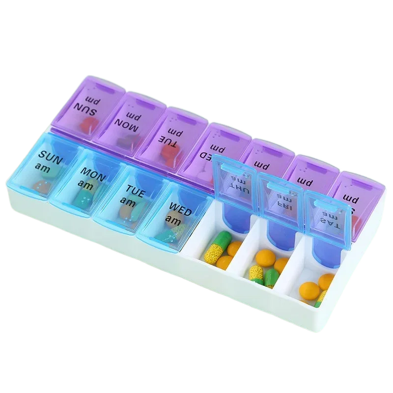 

14 Grids Weekly Pill Case 7 Days Medicine Box Tablet Dispenser Organizer Pill Box Splitters Plastic Storage Box