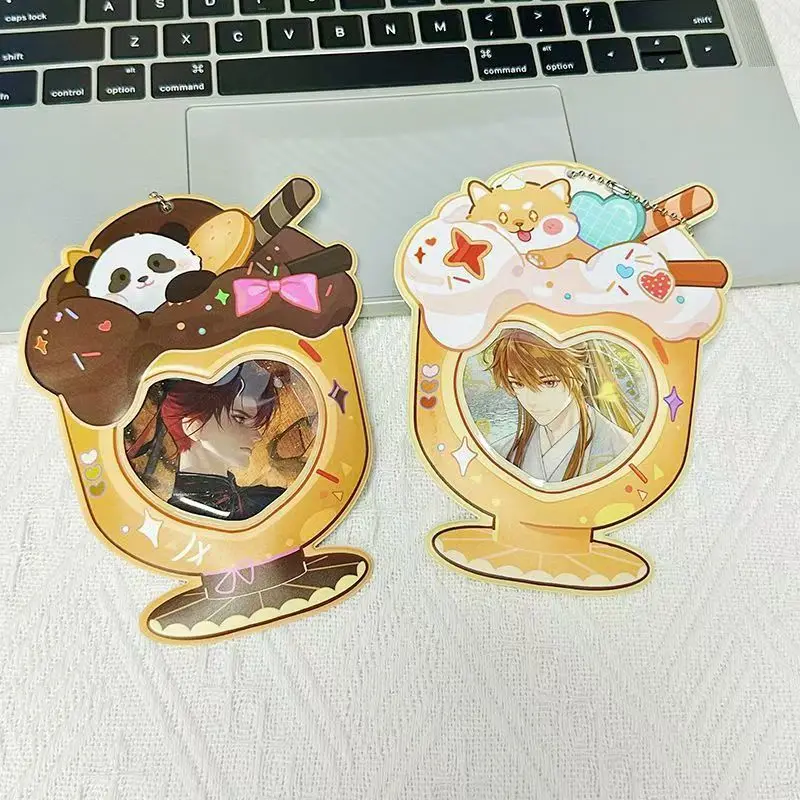 Creative Badge Bag Dessert cup Transparent Window Pvc Badge Protector Fans Supplies Waterproof Anime Display Bag Gift