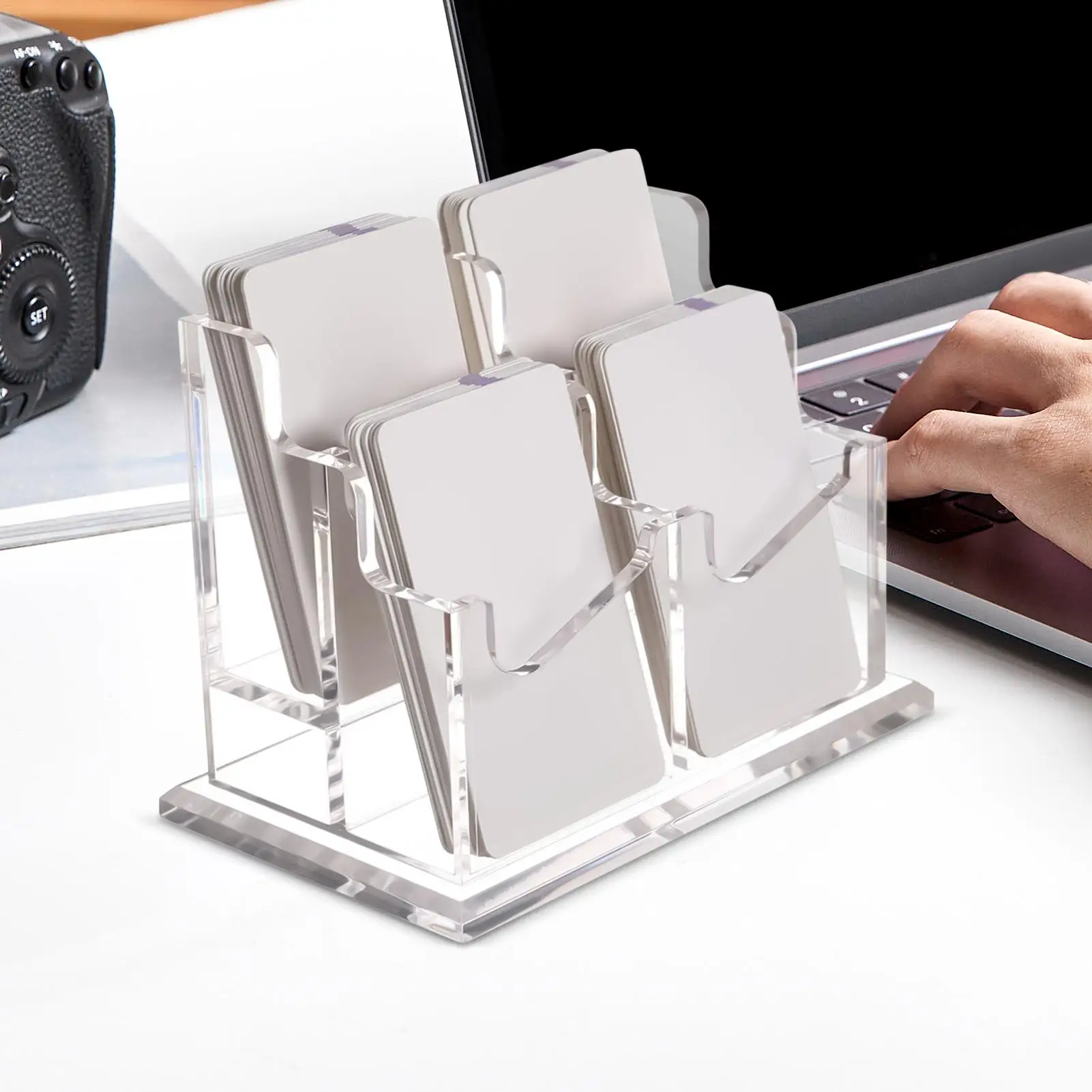Acrylic Business Card Holder Clear Business Name Card Display Stand Multi-Slot Desktop Display Organizer Stand for Offices