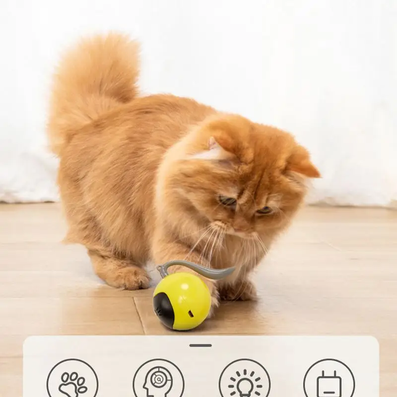 Smart Interactive Cat Toy Colorful LED Self Rotating Pet Ball Toys USB Rechargeable Kitten Automatic Ball Toys Cat Accessories