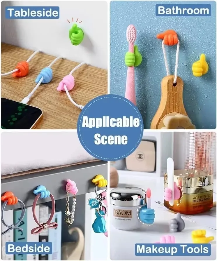 Mooshy 60 Ganci Adesivi A Forma Di Pollice - Multicolore Per Cavi, Chiavi, Cuffie