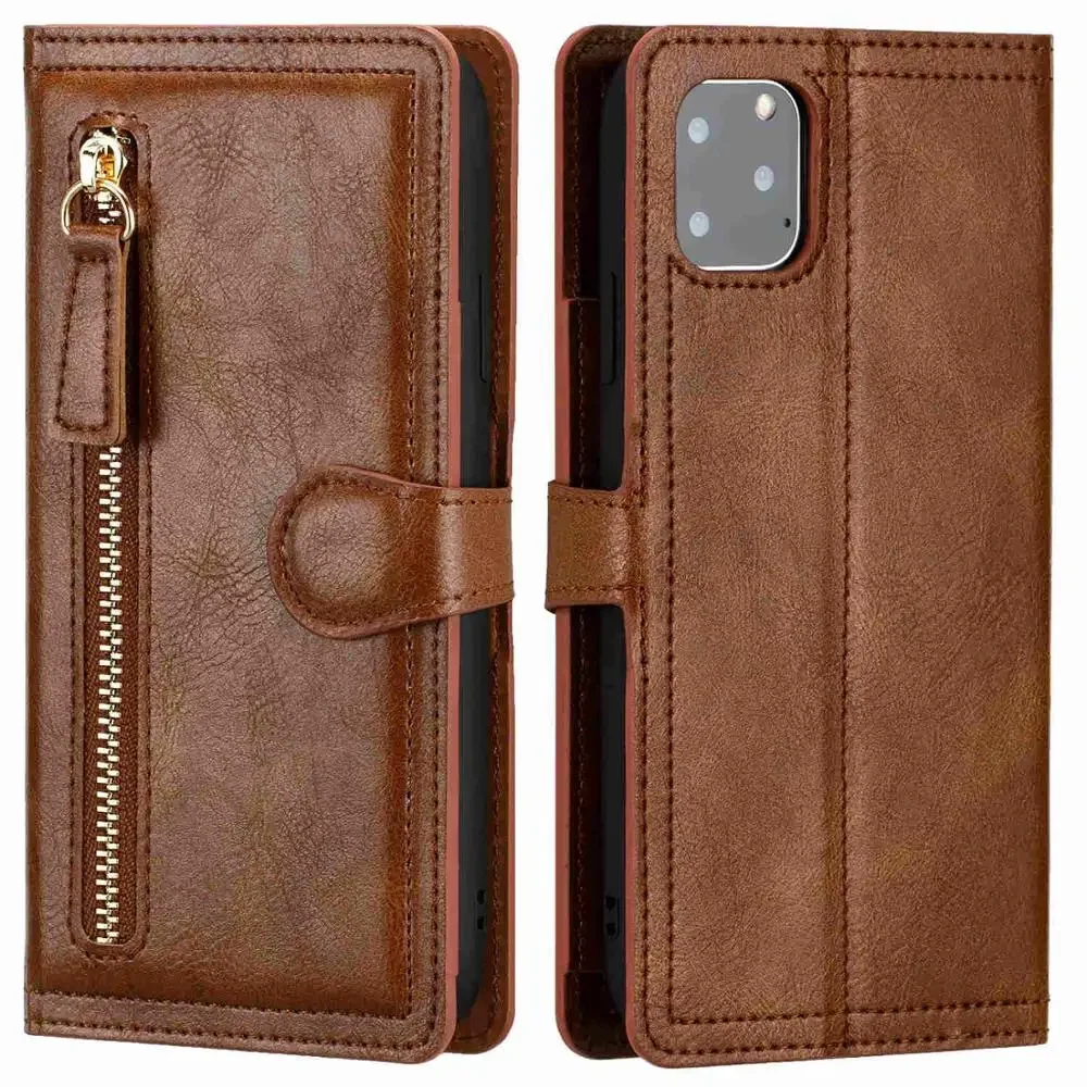 Luxury Leather Zipper Flip Wallet Phone Case