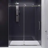 Frameless Shower Door Brushed Nickel Complete Shower Kit Water Repellent Sliding Glass Panel Bottom Seal Strip Parts 1