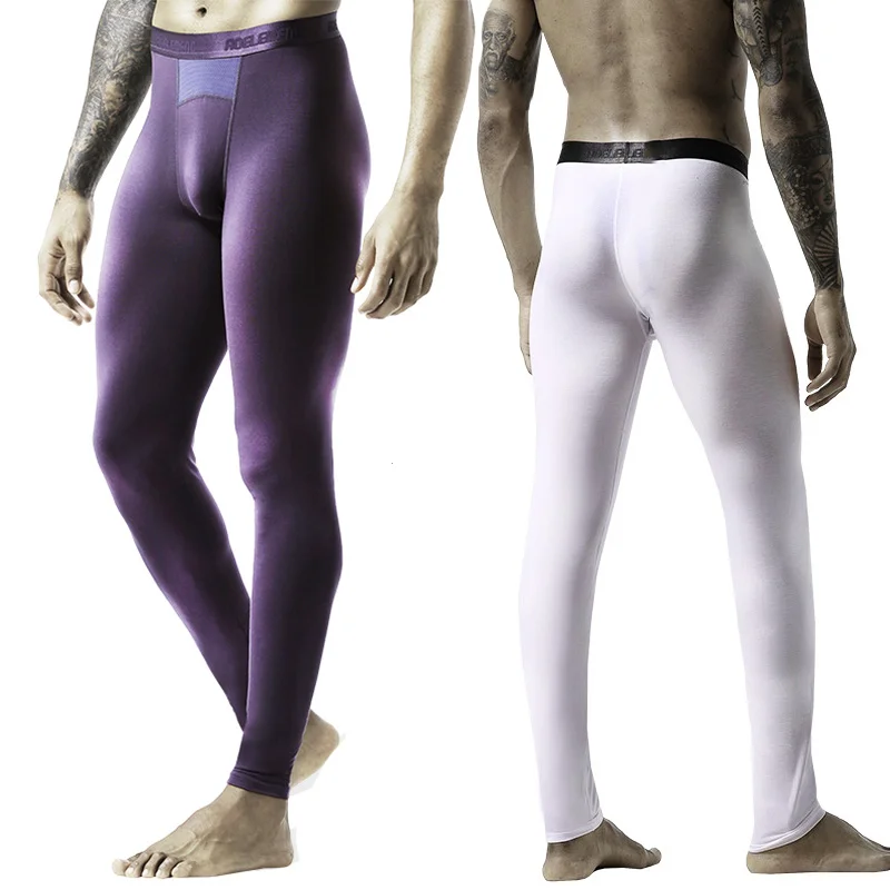 Man Winter Long Johns Thermal Pants Ice Silk Breathable Warm Long Underwear Thin Comfortable Slim Body Shaper Leggings for Male