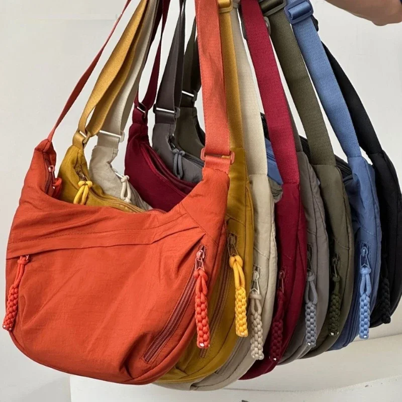 Trendy Women's Soft Cloth Shoulder Bag Solid Color Student Casual Style Big Handbags Crossbody Bags for Women Shoulder Hobos Bag Trendy Women's Soft Cloth Shoulder Bag Solid Color Student Casual Style Big Handbags Crossbody Bags for Women Shoulder Hobos Bag