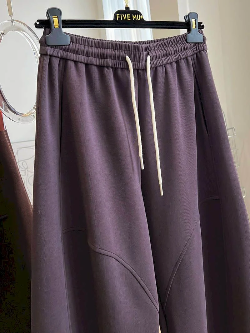 Solid Lantern Pants Women Vintage Trousers Korean Style Casual Vintage Elastic Waist Drawstring Loose Streetwear Women Clothing