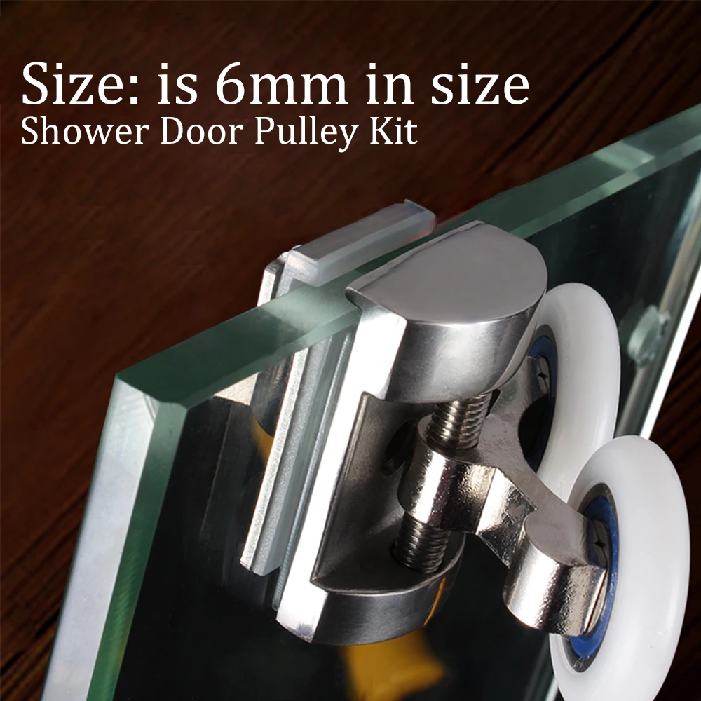 Set of 4 Metal 23mm Bathroom Shower Sliding Door Twin Roller Runners Fastener Pulley Wheels