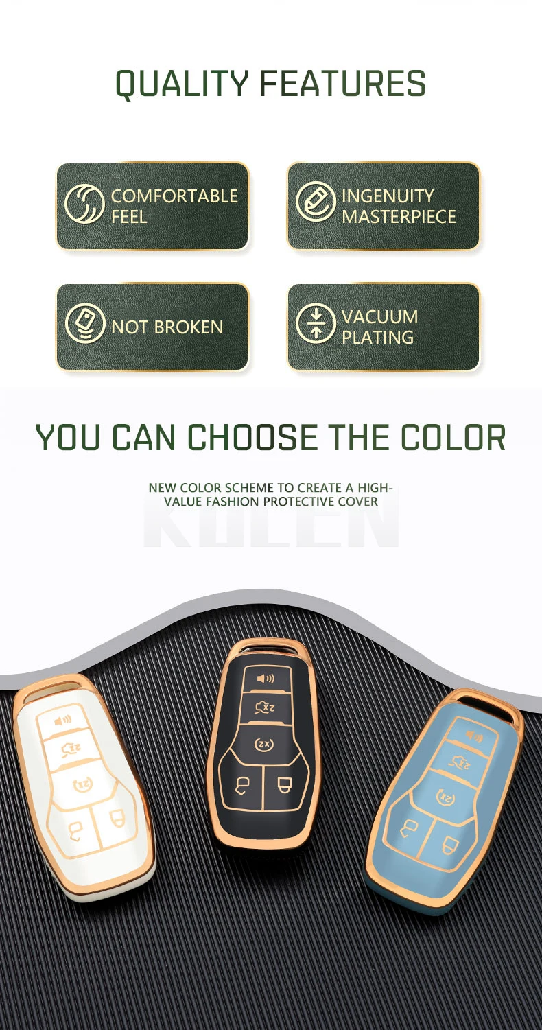 TPU Car Remote Key Case Cover Fob per Ford Fusion Mondeo Mustang F-150 Explorer Edge 5 pulsanti Protector Shell Bag accessori 8 TPU Car Remote Key Case Cover Fob per Ford Fusion Mondeo Mustang F-150 Explorer Edge 5 pulsanti Protector Shell Bag accessori - S7c54f01bdfa849ee98d43c859cef66ede