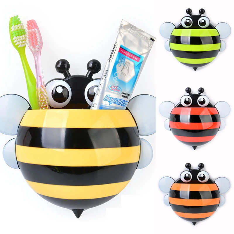 

Creative Bee Toothbrush Storage Box Bathroom Punching-free Toothpaste Toothbrush Holder with Suction Cup Bathroom Accessories